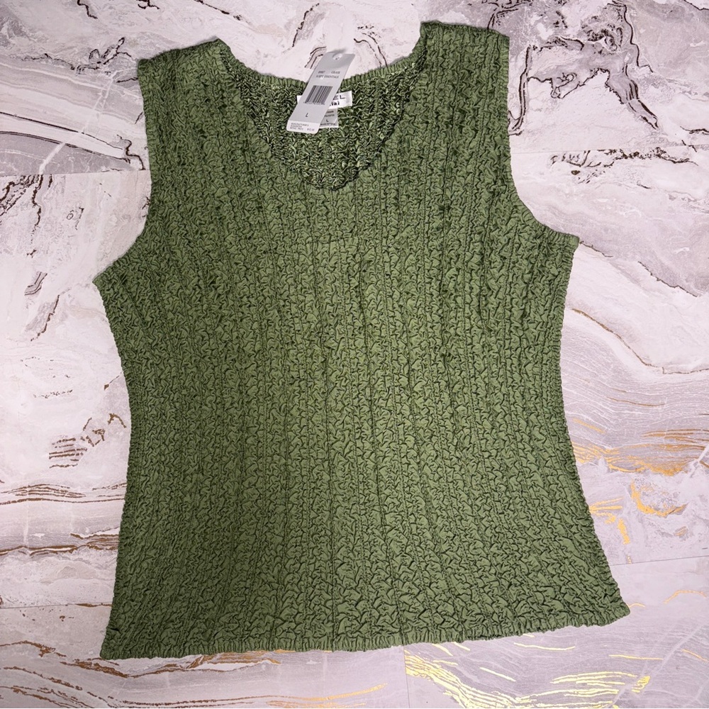 RAFAEL Olive Sleeveless Textured Top